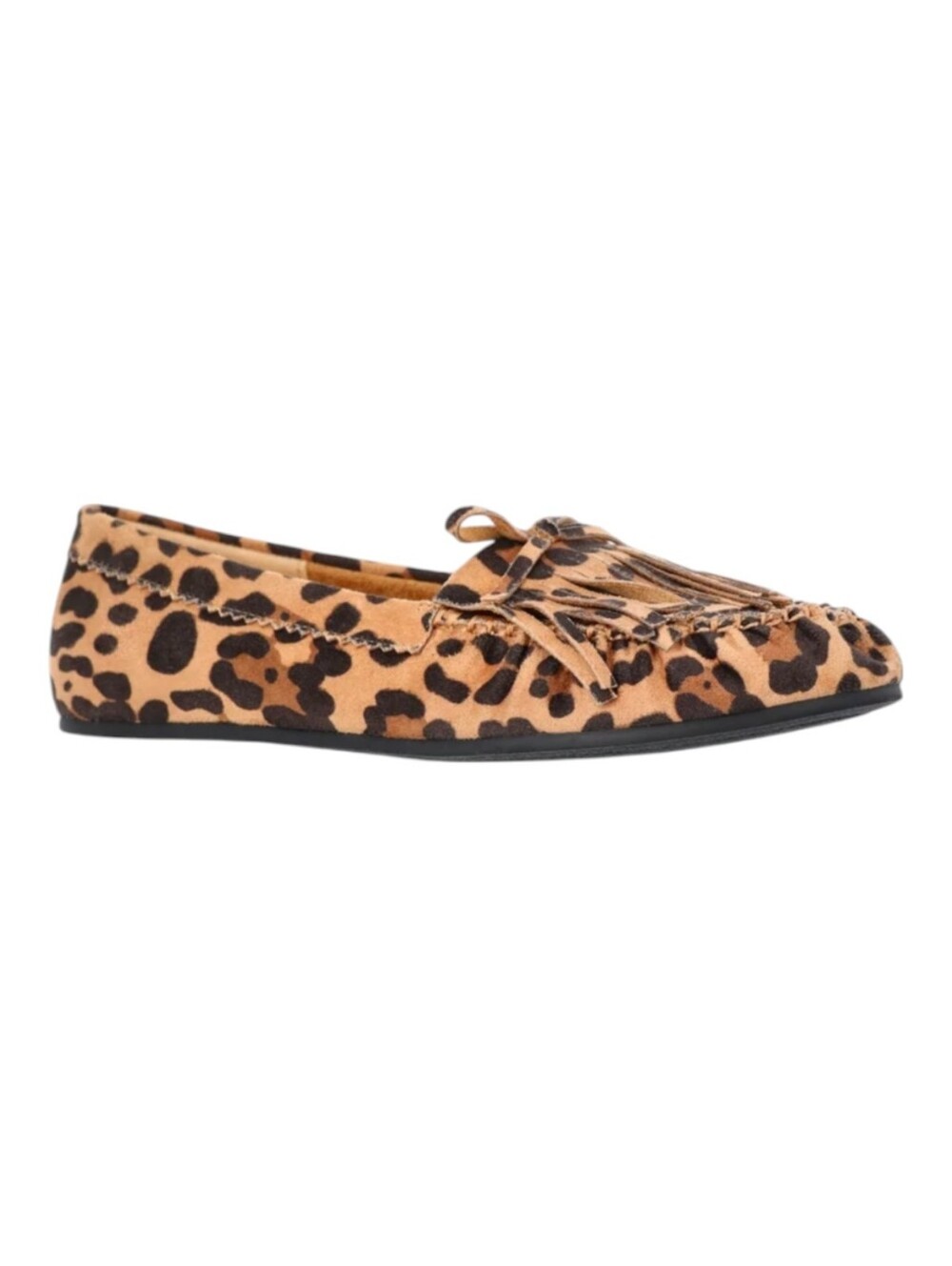 Time and Tru Leopard Fringe Suede Moccasins Size 8 New NWT